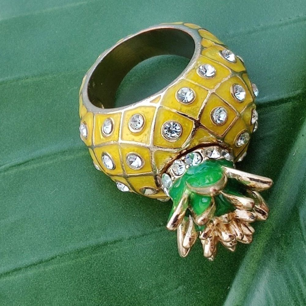 Pineapple Statement Ring With Crystals Whimsey Fu… - image 2